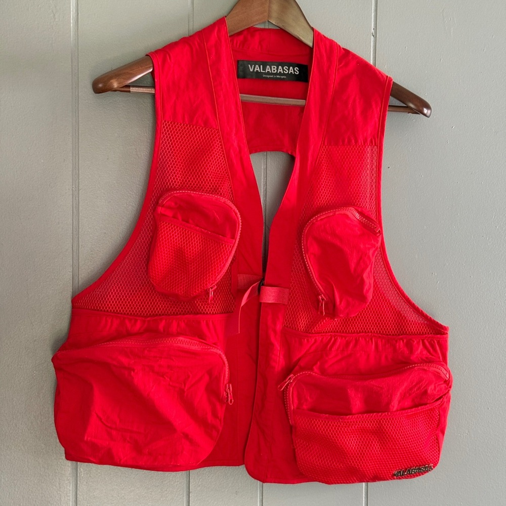 Valabasas Summit Utility Vest Red Multi-Pocket Mesh Gorpcore Techwear Mens S